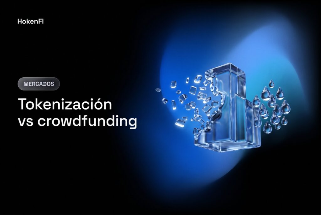 Comparativa de tokenización vs crowdfunding inmobiliario con un inmueble dividido en participaciones-token en HokenFi